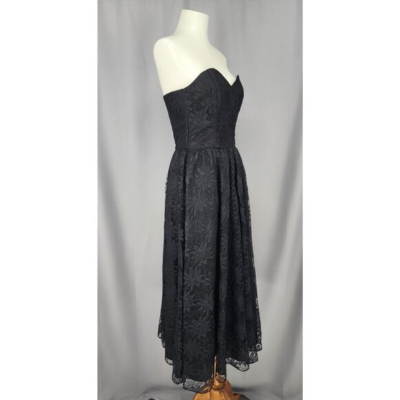 Vintage Jolie Madame Dress Juniors 5 Black Lace Strapless Fit & Flare Whimsygoth - Picture 2 of 10
